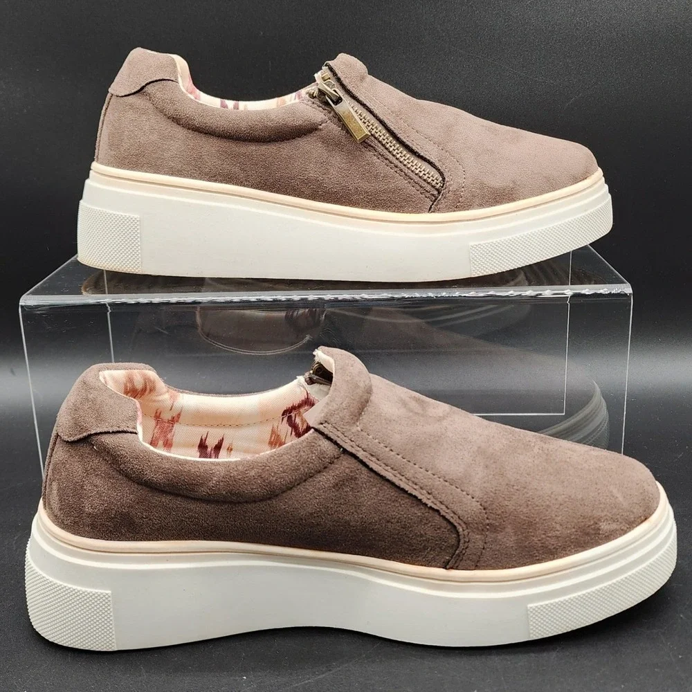 Maurices 9 Brown Tegan Platform Zip Up Sneaker Faux Suede Boho Casual Streetwear